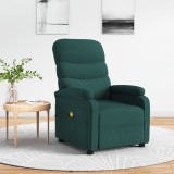VidaXL Fotoliu de masaj, verde &icirc;nchis, material textil