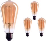 Set de 3 becuri incandescente reglabile cu baza E27 Crown LED, 110 V-130 V,alb cald, auriu, 320 lumeni, 13,9 x 6 cm