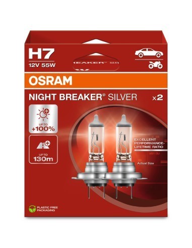 Set 2 buc Bec H7 NIGHT BREAKER SILVER Osram +100% 12V 55W