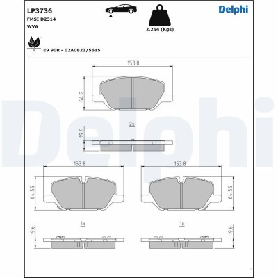 DELPHI LP3736 set placute frana,frana disc foto