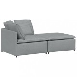 Cumpara ieftin Canapea modulara cu taburet si perne, textil, gri deschis