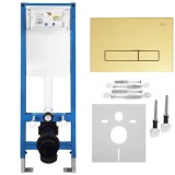Set Cadru &Icirc;ngropat Slim 024N pentru WC cu Buton HD Gold