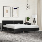 Cadru de pat negru 180x200 cm din lemn prelucrat și metal