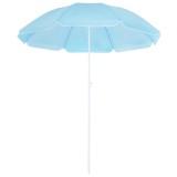 Umbrela de plaja pliabila cu &icirc;nclinare reglabila, UPF 50+, 160 cm, albastra