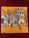 TABLOU PE PANZA CU SASIU NOU 50X50 CM PEISAJ ACRILIC PRET 100 LEI