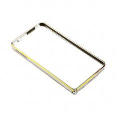 Husa Bumper Aluminiu Argintiu cu Insertii Aurii Pentru Samsung Galaxy Grand Prime G530/G531 foto