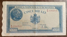 B11 91 - Bancnota foarte veche - Romania - 5000 lei - emisiune 20 decembrie 1945 - filigran BNR vrtical