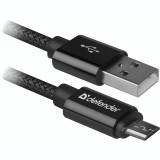 Cablu Date si Incarcare USB la MicroUSB Defender USB08-03T, 1 m, 2.1A, Negru