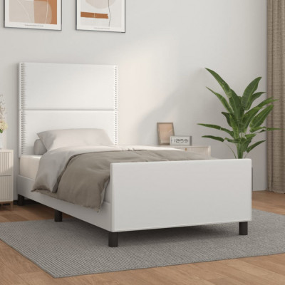 Cadru de pat cu tablie, alb, 100x200 cm, piele ecologica GartenMobel Dekor foto