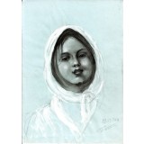 G12. Grafica RavariuArt, carbune pe hartie, Suras la torsul serii, inramat, A4