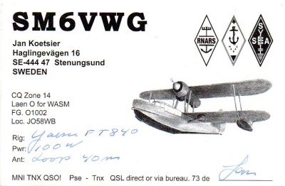 Suedia 2002 QSL Aviatie foto