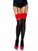 Ciorapi, Leg Avenue, Opaque 2 Tone Cuban Heel, Negru-Rosu