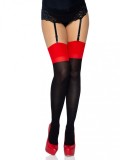 Ciorapi, Leg Avenue, Opaque 2 Tone Cuban Heel, Negru-Rosu