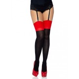 Ciorapi, Leg Avenue, Opaque 2 Tone Cuban Heel, Negru-Rosu