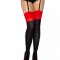Ciorapi, Leg Avenue, Opaque 2 Tone Cuban Heel, Negru-Rosu
