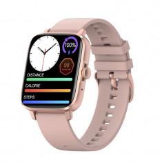 Ceas smartwatch MaGeCa® DT102, ecran IPS 1.9 inch, compatibil IOS/Android, Bluetooth 5.0, NFC, notificari, ritm cardiac, pentru femei si barbati, gold