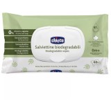 Servetele umede biodegradabile cu clapeta Chicco, fara alcool si sapun , 60 buc, 0 luni+