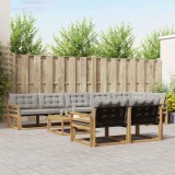 vidaXL Set de canapele de exterior 9 pcs Alb și gri deschis 3388829