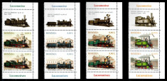 Romania 2011, LP 1912 + 1912 b, Locomotive, straifuri cu viniete sus, MNH! foto