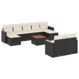 Cumpara ieftin Set canapele de gradina cu perne, 10 piese, negru, poliratan