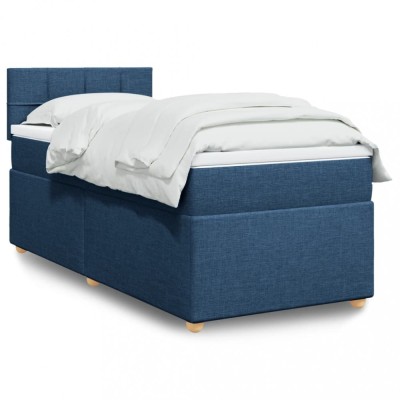 vidaXL Pat box spring cu saltea, albastru, 80x200 cm, textil 3286513 foto