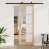 Ușa glisantă vidaXL cu set hardware &#039;ORKDAL&#039;83x232 cm, Ușa de interior vidaXL cu sticlă &#039;ORKDAL&#039;83x232x4 cm din lemn masiv de pin