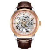 Ceas automatic skeleton bărbați PAGANI DESIGN PD-1638 auriu, 43 mm, mecanism G3265Z, curea piele maro, stil elegant premium