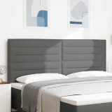 Cap de pat cu LED-uri Design Linii Gri &Icirc;nchis 100 cm Țesătură