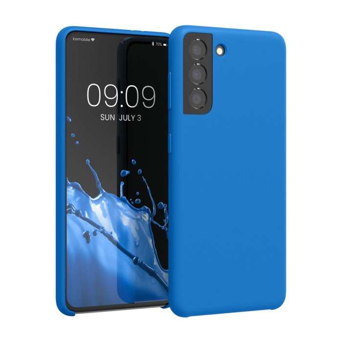Husa Kwmobile pentru Samsung Galaxy S21, Silicon, Albastru, 54056.228