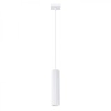Lampă Suspendată Karbon Alb Din Aluminiu, 1 Bec Tub Minimalist De Interior