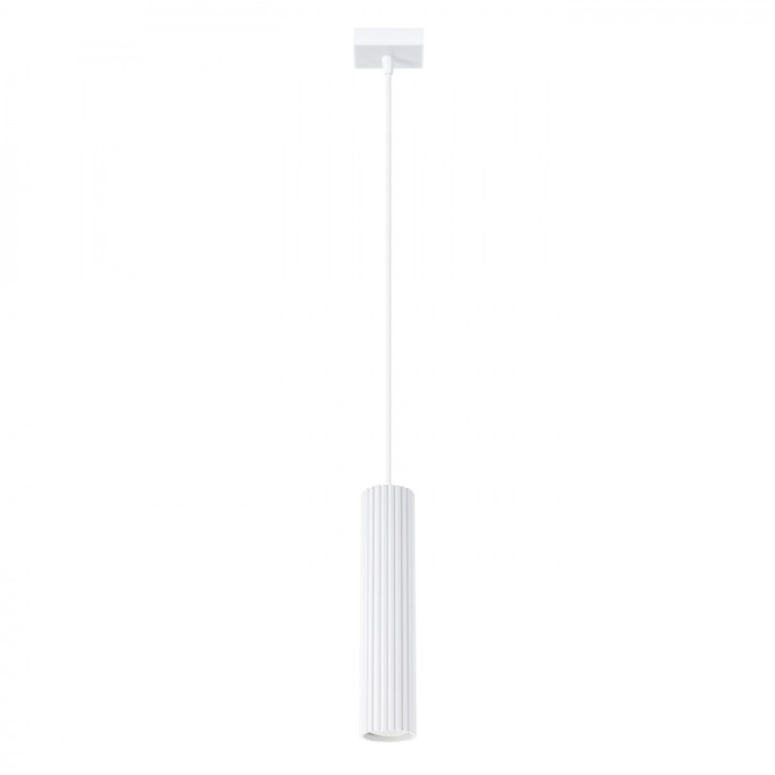 Lampă Suspendată Karbon Alb Din Aluminiu, 1 Bec Tub Minimalist De Interior