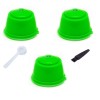 Set 3 Capsule cafea, reutilizabila, reincarcabila, compatibil Dolce Gusto, verde inchis, cu periuta si