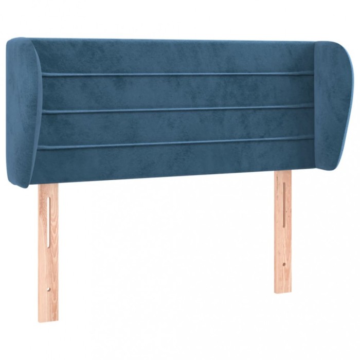 Tablie pat cu aripioare albastru inchis 93x23x78/88 cm textil