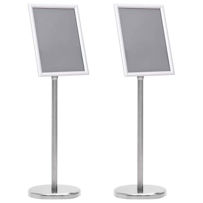 vidaXL Suporturi pentru postere 2 pcs Argintiu 32.5 x 24 x 78 cm foto