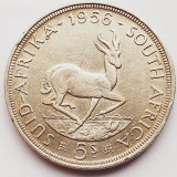 655 Africa de sud 5 Shillings 1956 Elizabeth II (1st portrait) km 52 argint