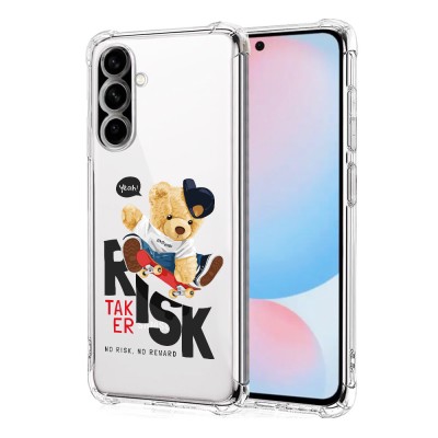 Husa antisoc pentru samsung galaxy a56, airbag pro, transparent, risk taker foto