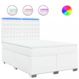 Cumpara ieftin Pat box spring cu saltea, alb, 160x200 cm, piele ecologica