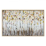 Tablou decorativ cu rama din plastic Shopiens&reg;, canvas in ulei cu Peisaj Abstract Copaci, 82 x 52 x 2.5 cm