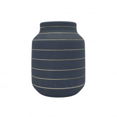Vaza, CMP Paris, negru si alb, ceramica si dolomit, 13.5 x 18 cm, model dungi
