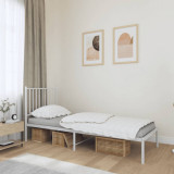 VidaXL Cadru de pat metalic cu tăblie, alb, 75x190 cm