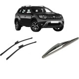 Cumpara ieftin Set 3 stergatoare DACIA DUSTER (HM_) din 2017-2022, pentru parbriz si luneta fata si spate auto, Bosch Twin-Aerotwin, din cauciuc siliconat rezistent,