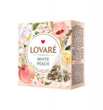 Cutie cu 15 piramide de ceai Lovar&eacute; - White Peach: ceai alb, petale de flori și aromă de piersică 30 g