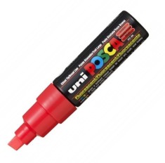 Marker UNI PC-8K Posca 8,0 mm varf tesit rosu fluorescent foto