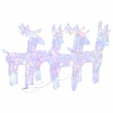 Reni de Craciun, 4 buc., multicolor, 160 LED-uri, acril