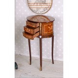 Comoda lemn masiv, lucrata manual, cu incrustatii lemn pretios si decoratiuni alama masiva, 3 sertare