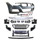 Set bara fata BMW Seria 3 (F30/F31), 01.2012-2015, cu gauri spalator si 4 senzori parcare; grunduit, de vopsit; type M-Tech; cu grile inferioare; cu