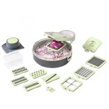Feliator multifunctional, flippy, razatoare, 8 in 1, pentru fructe si legume, 12 piese, lame de inox, recipient stocare, separator oua, protectie mana