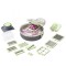 Feliator multifunctional, flippy, razatoare, 8 in 1, pentru fructe si legume, 12 piese, lame de inox, recipient stocare, separator oua, protectie mana