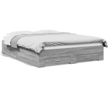 Cumpara ieftin Cadru de pat cu sertare gri sonoma 150x200 cm lemn prelucrat