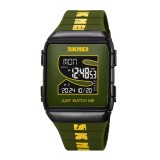 Ceas Digital Barbati SKMEI 2055 Verde-Negru , Functii Multiple, Afisaj LED, Design Sport, Cronometru, Alarma, Rezistent la Apa 5ATM
